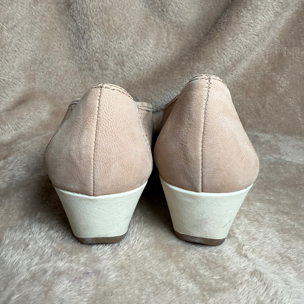 Naturalizer Women's 8M Betina 2 Pink‎ White Leather Wedge Slip On Perforated - Picture 4 of 8